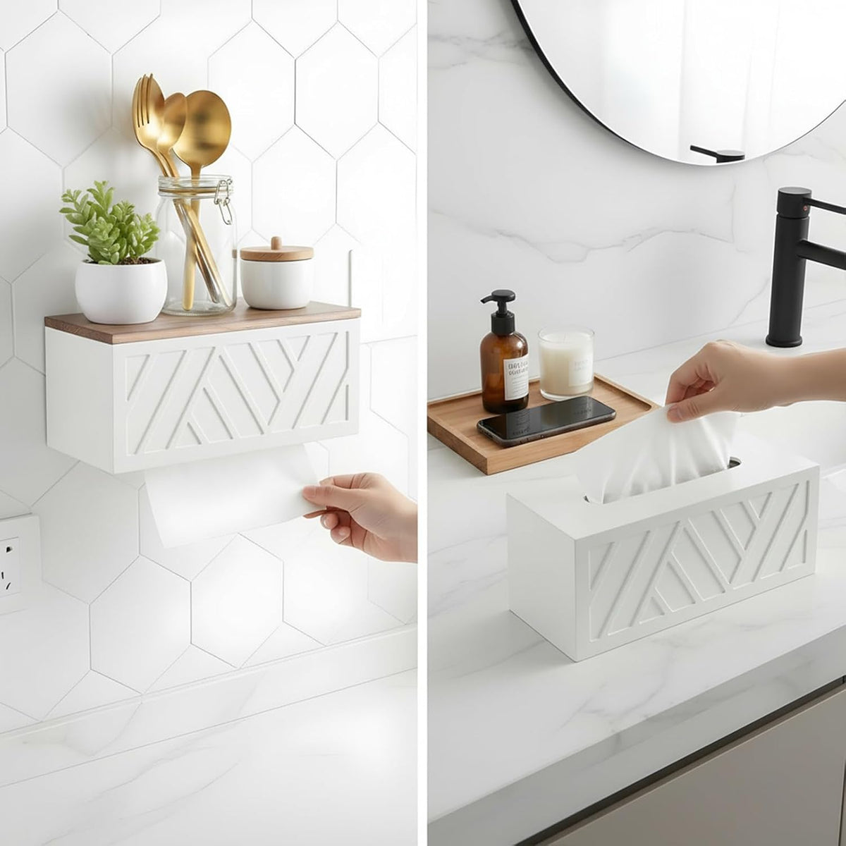 Paper Towel Dispenser Wall Mount Paper Towel Holder with Lid Solid Wood Commercial C-Fold, Z-Fold Hand Papers Towels