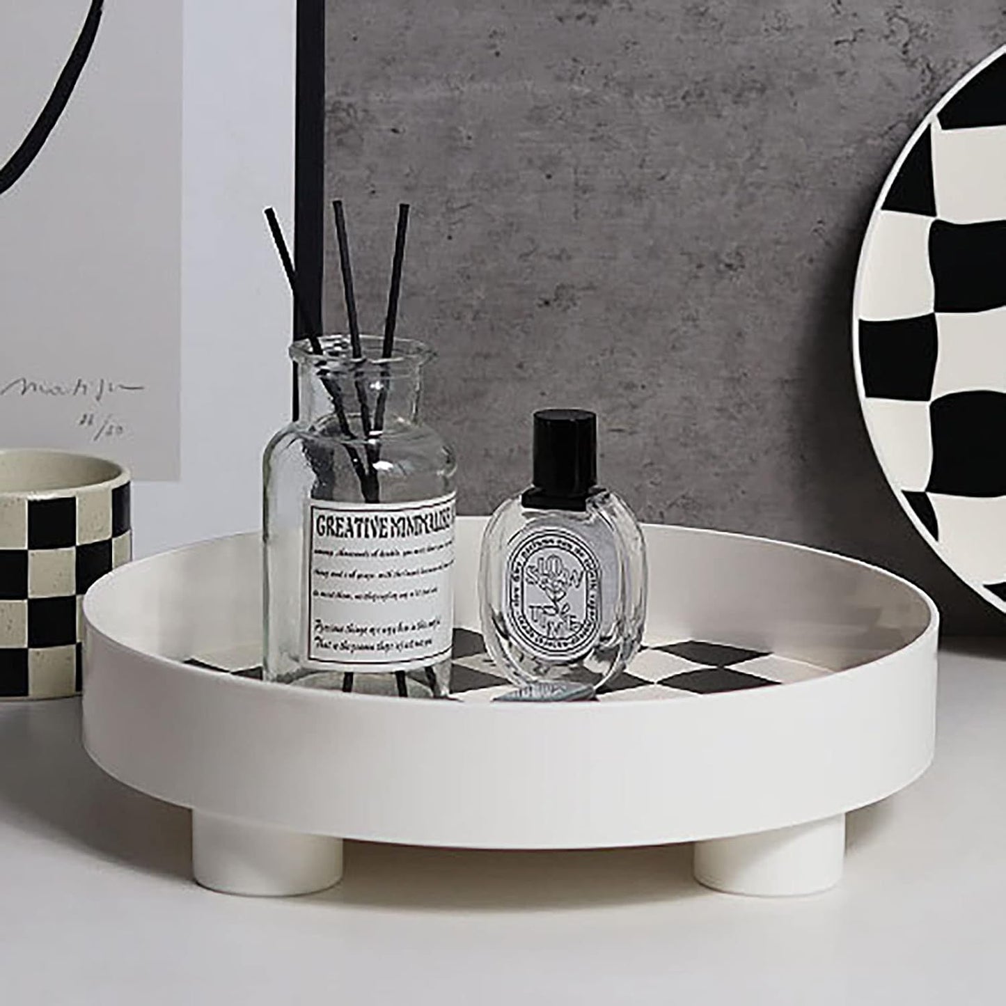 Round Storage Tray / White, Small