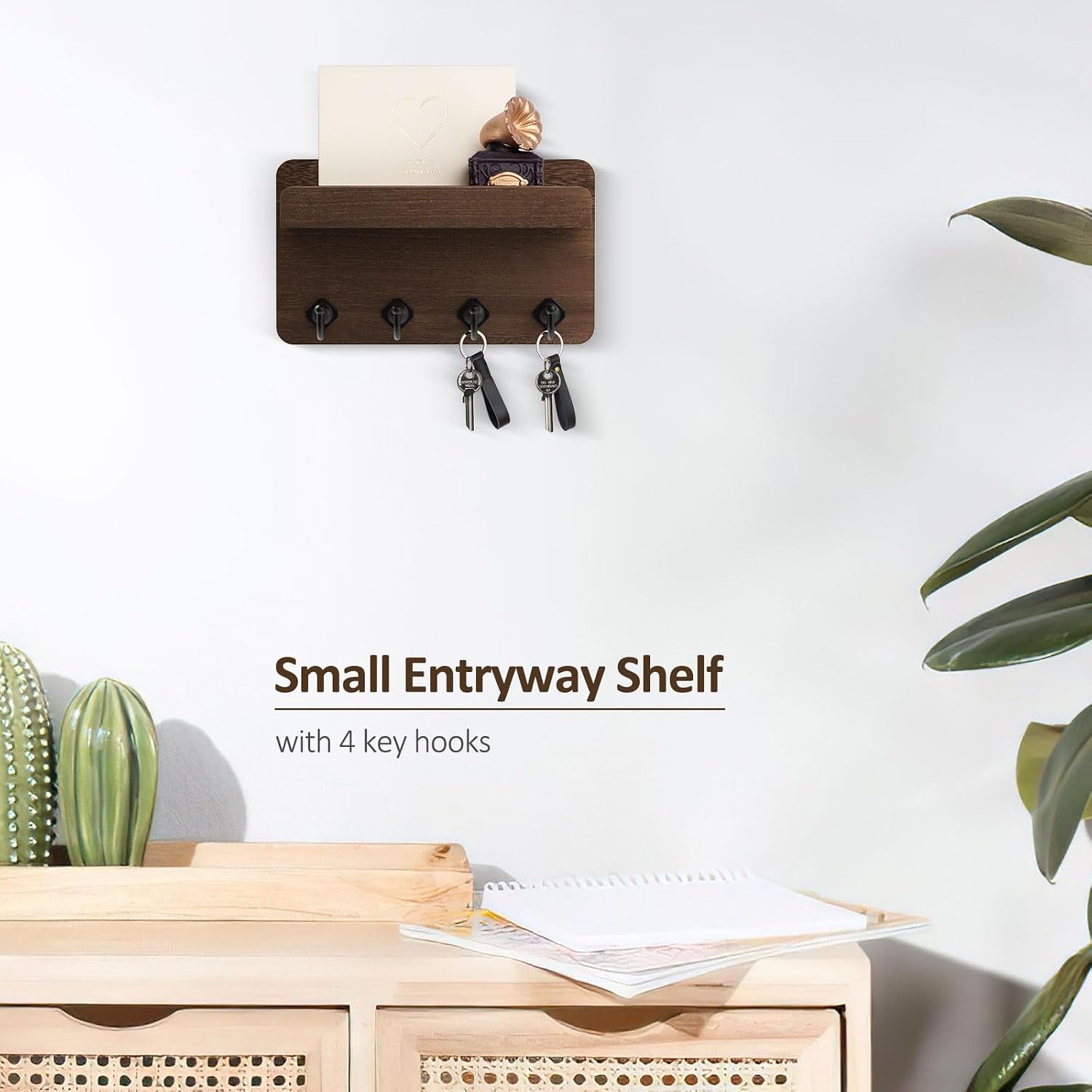 Small Home Decor Wooden Wall Organizer / Brown / Small - 8.5 Inch / 8.5 Inch