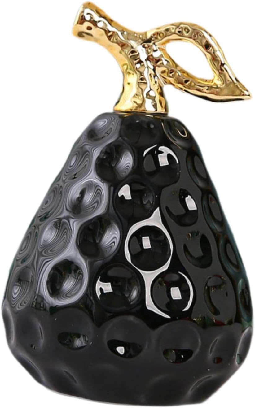 Pear Statue Modern Art Crafts Ceramic Figure Fruit Sculpture / Black