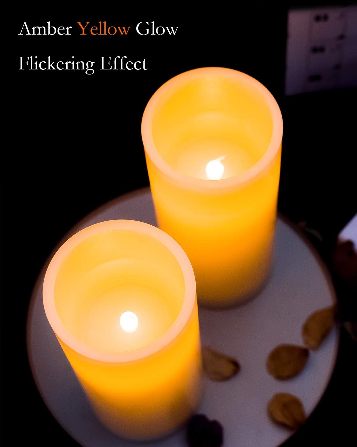 Homemory Real Wax Flickering Flameless Candles Battery Operated, 9" x 3" | LED Pillar Candles with Timers and 2 Remote