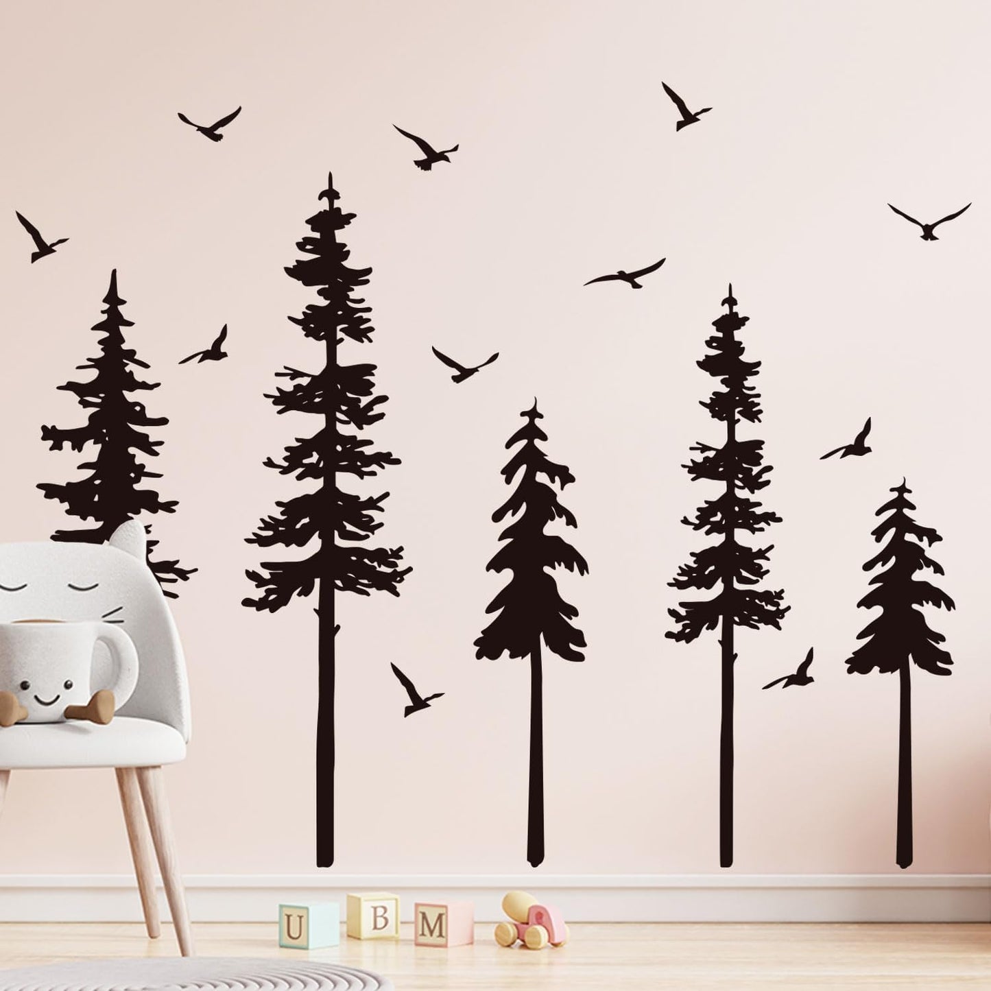 Large Pine Trees Wall Decals Forest Wall Stickers Christmas Decoration / Blcak Tree / Black
