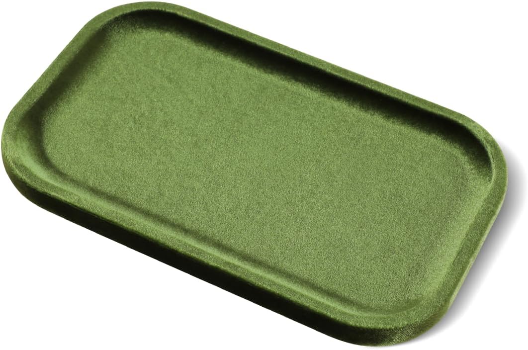 Resilient Velvet Jewelry Display Tray for Ring Earrings Bracelet Necklace / Olive Green / 7.9 x 4.7