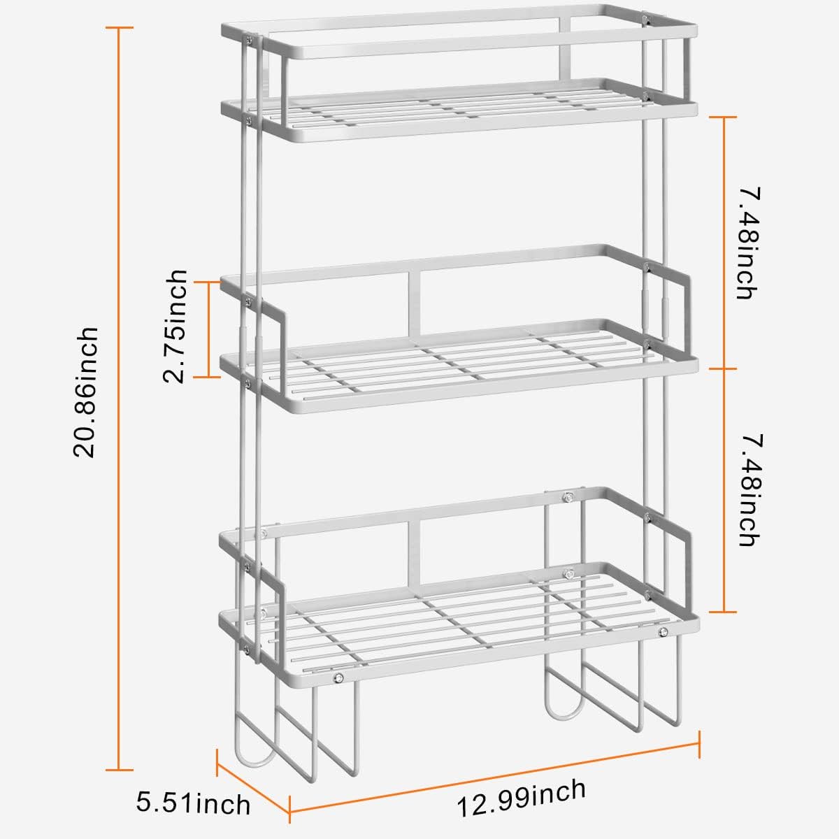 FLOLXNB Over The Toilet Storage,3-Tier Bathroom Organizer Shelves with Paper Holder, Multifunctional Toilet Rack,No