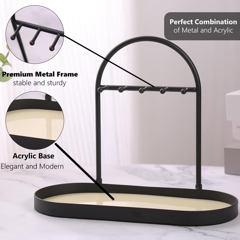 Metal Jewelry Organizer Stand & Key Holder Tray / Matt Creamy