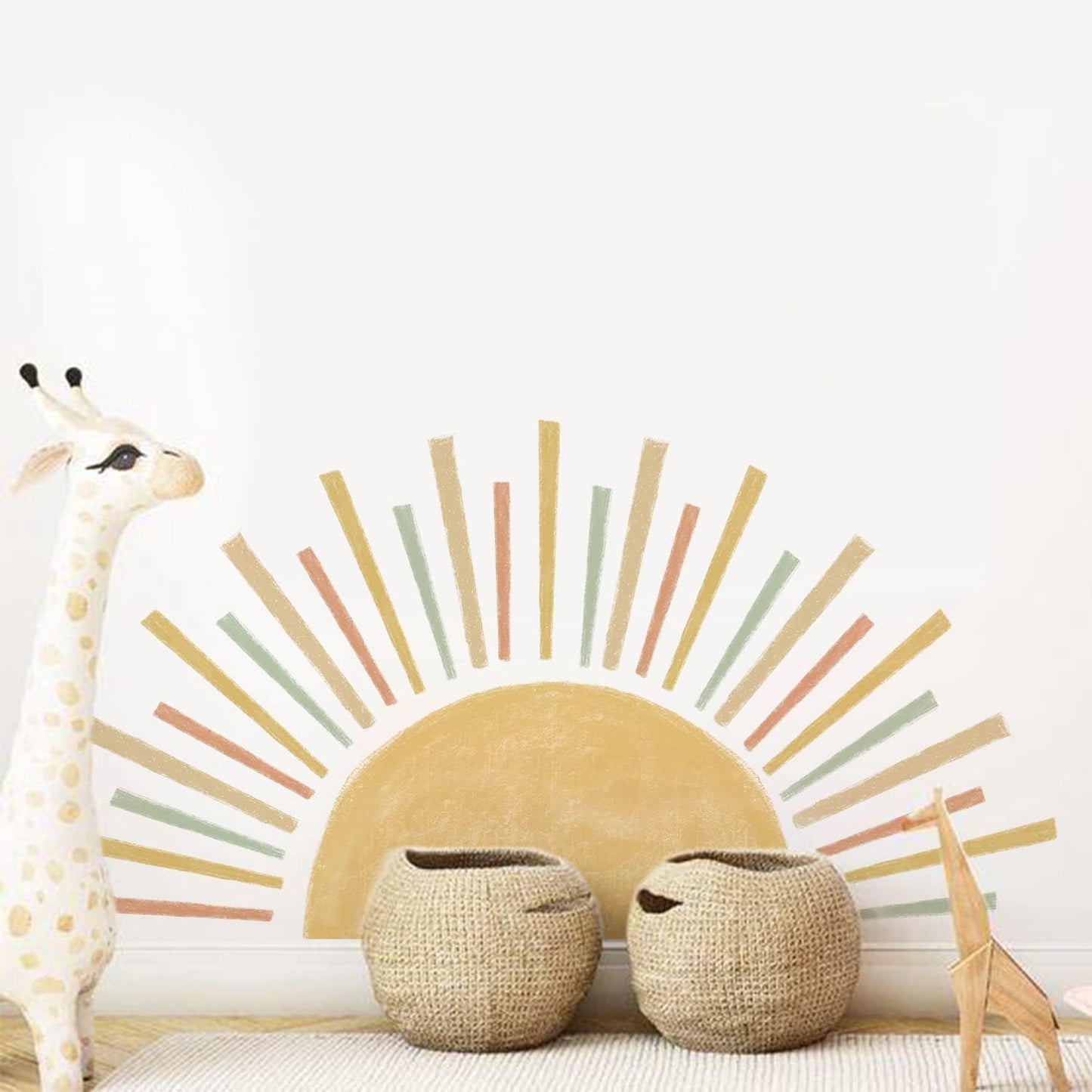 Watercolor Boho Sun Wall Decals Peel and Stick