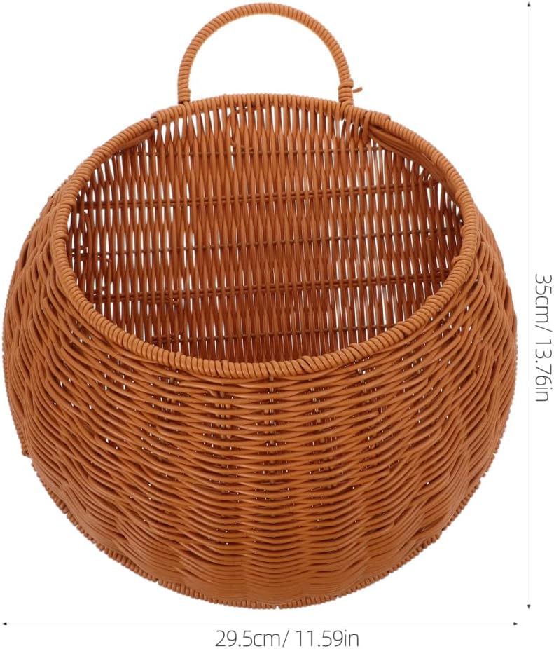 Hand Woven Wall Basket In Vegetable Storage Basket Hanging Organizer / 13.77 x 11.61 x 5.11