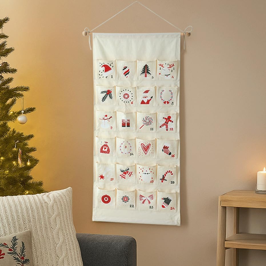 Reusable Christmas Advent Calendar with Pockets Door Wall Hanging