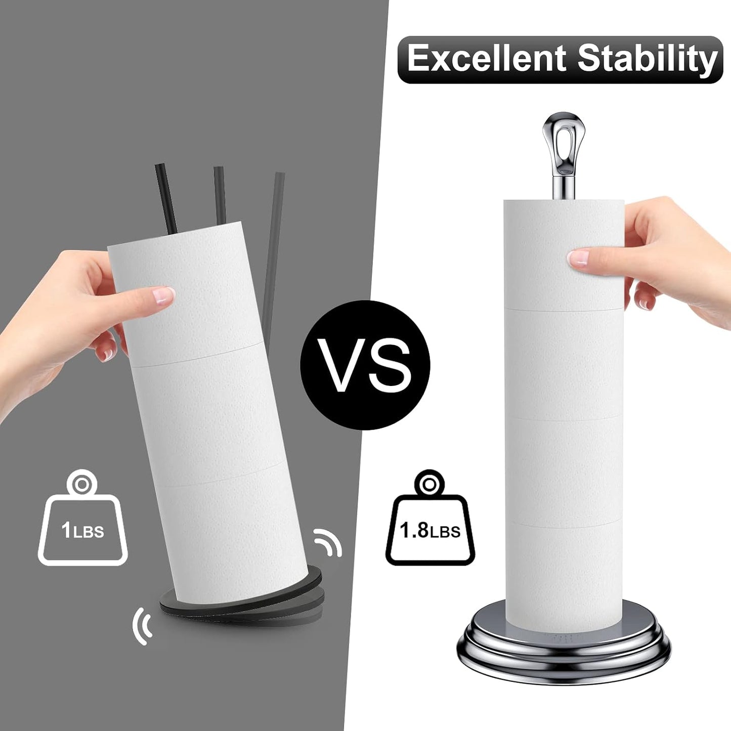 KASUNTO Toilet Paper Holder with Rustproof, Metal Free Standing Toilet Paper Stand Storage for Bathroom, Tissue Paper
