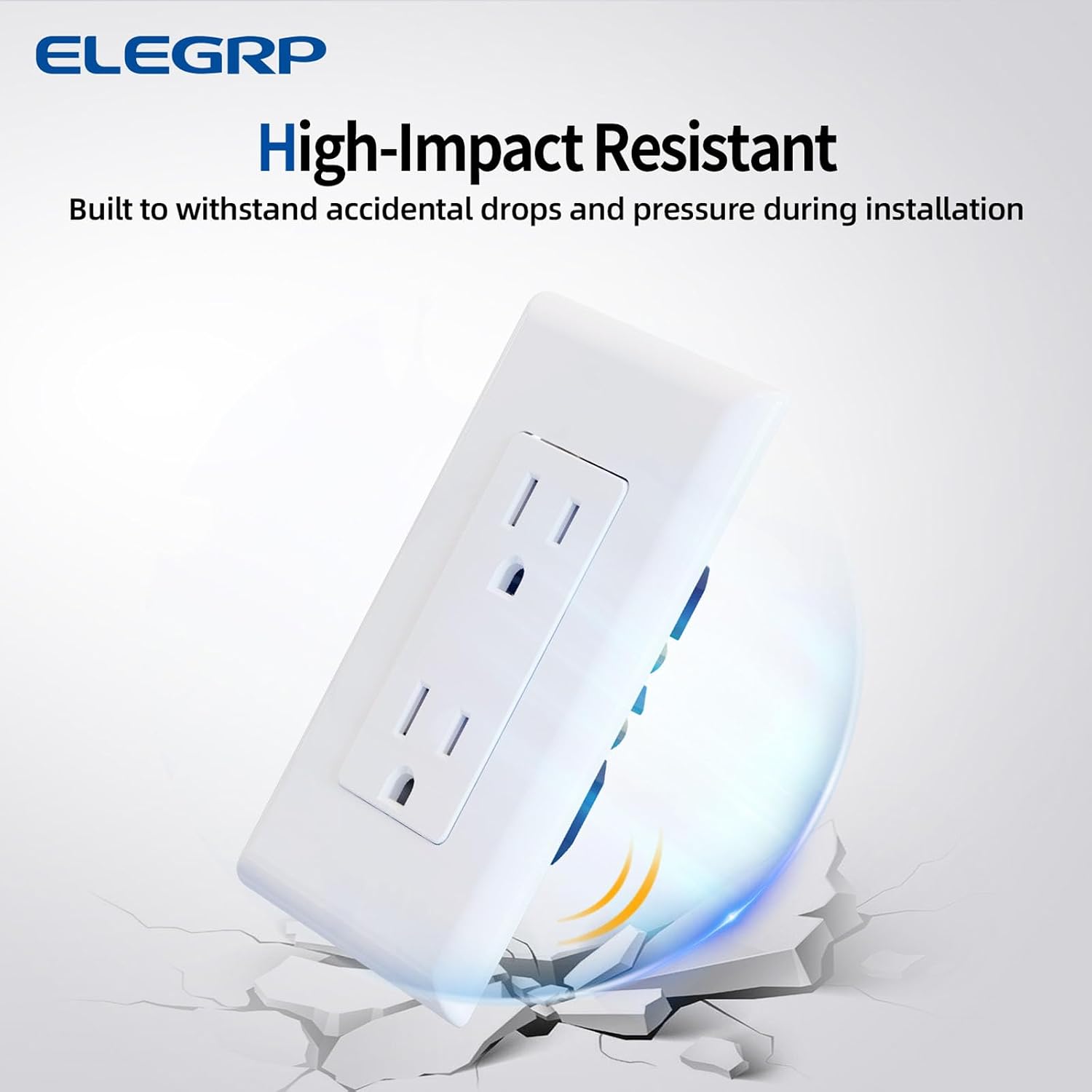 ELEGRP Decorator Receptacle, 15A 125V Standard Electrical Wall Outlet, Non-TR, 2 Pole 3 Wire, Self-Grounding