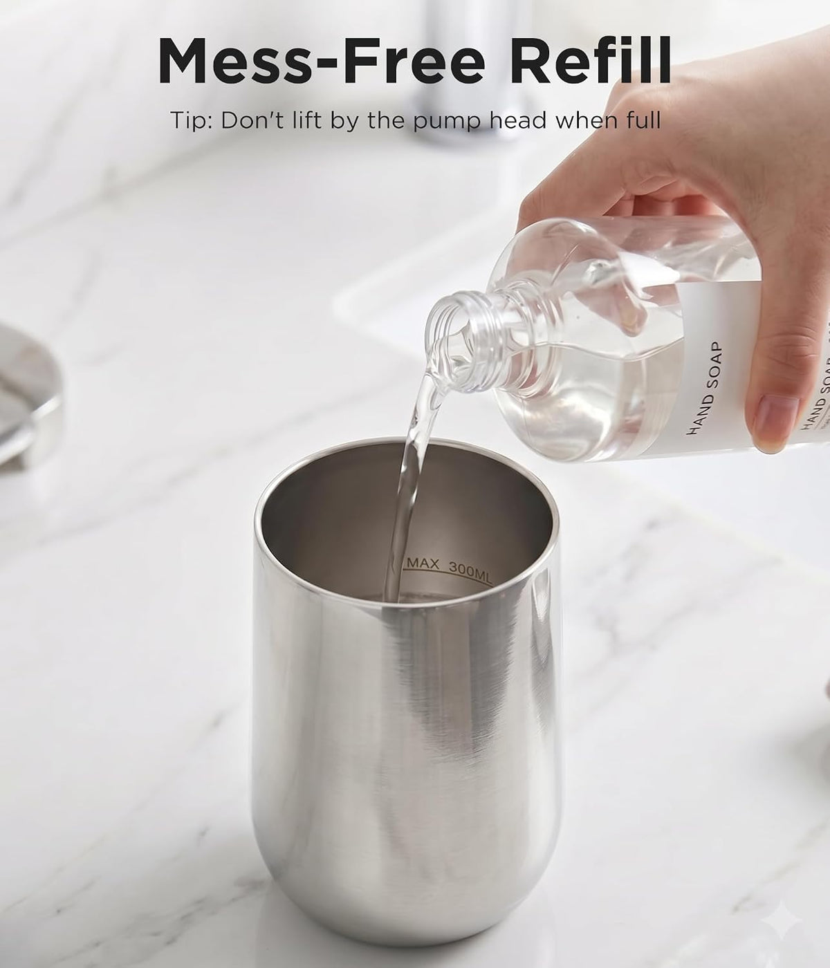Newise Automatic Liquid Soap Dispenser Touchless - 10.5 Oz, Stainless Steel | 2 Adjustable Dispensing Modes