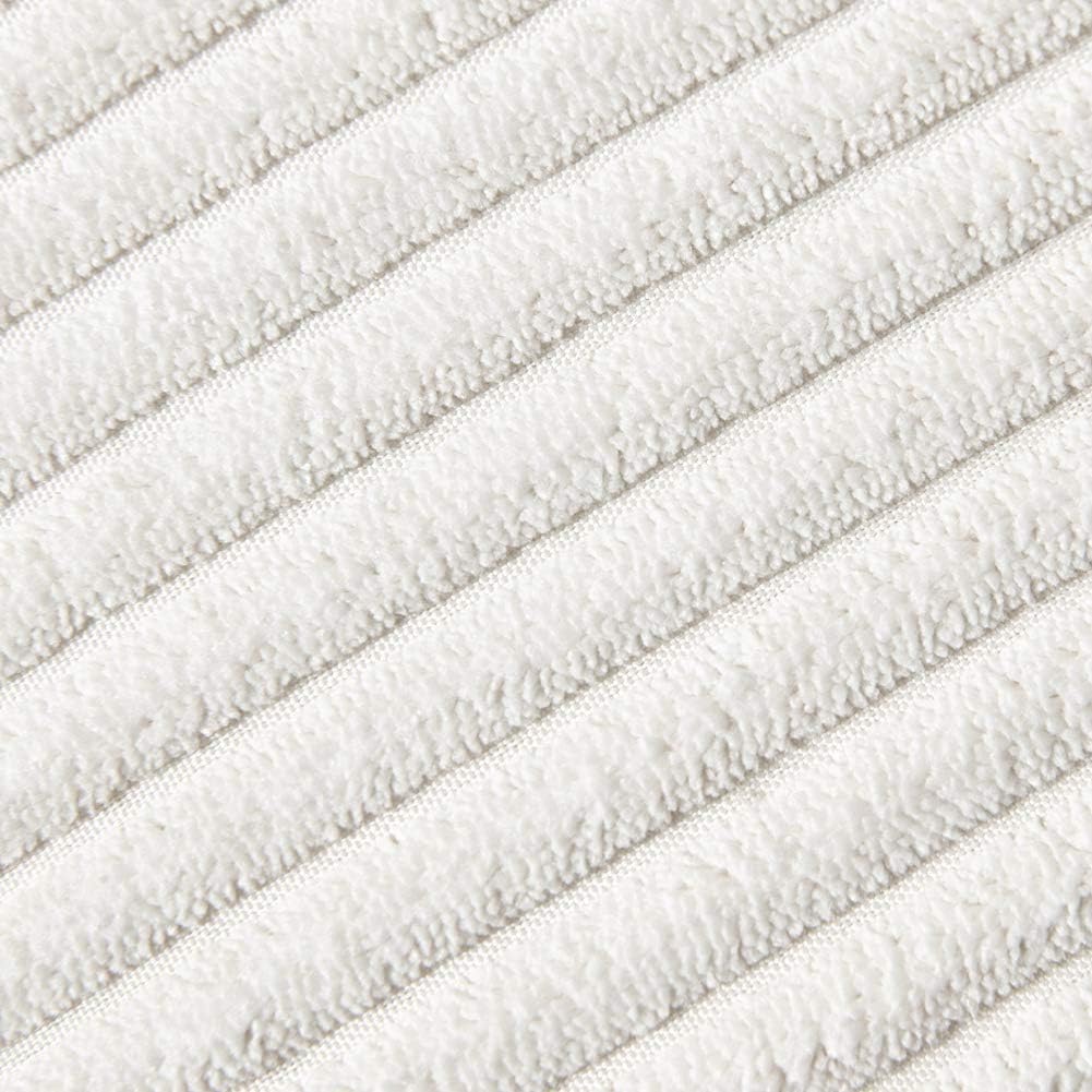 Cream Corduroy Pom Pom Throw Pillow Covers / 18 x 18 / Cream White / Set of 2