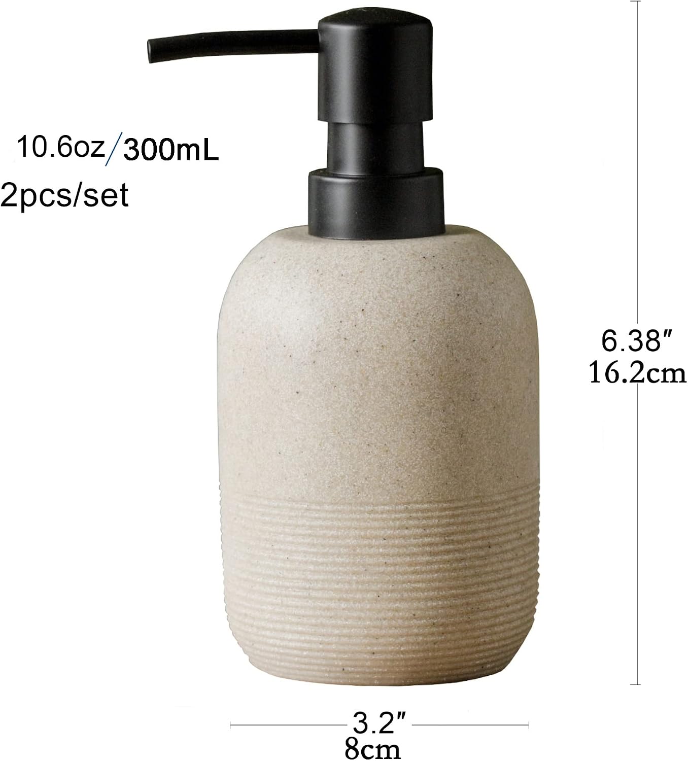 2pcs/Set Beige Hand Soap Dispenser Sets,Resin Liquid Soap Dispenser for Bathroom Countertop,Bathroom Lotion