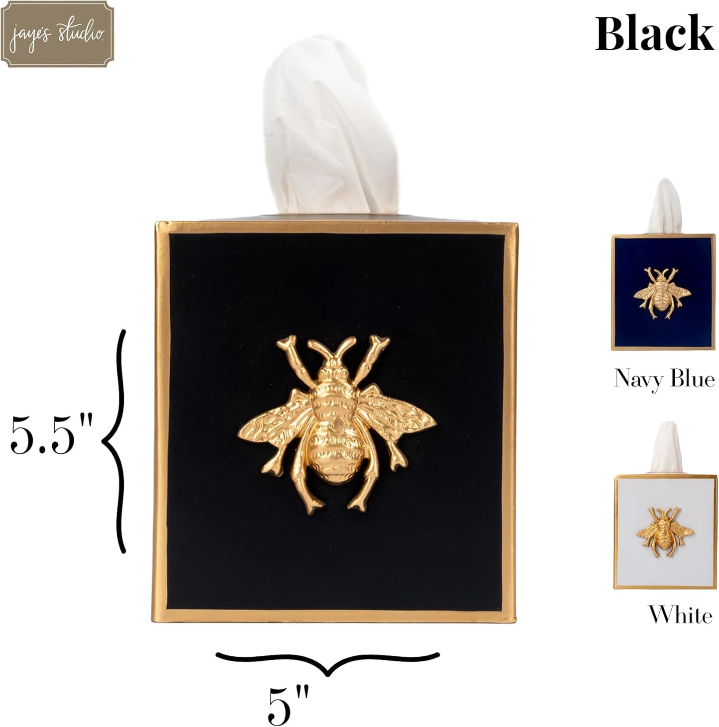 Jaye’s Studio Metal Decorative Tissue Box Holder / Black Bee / Regency