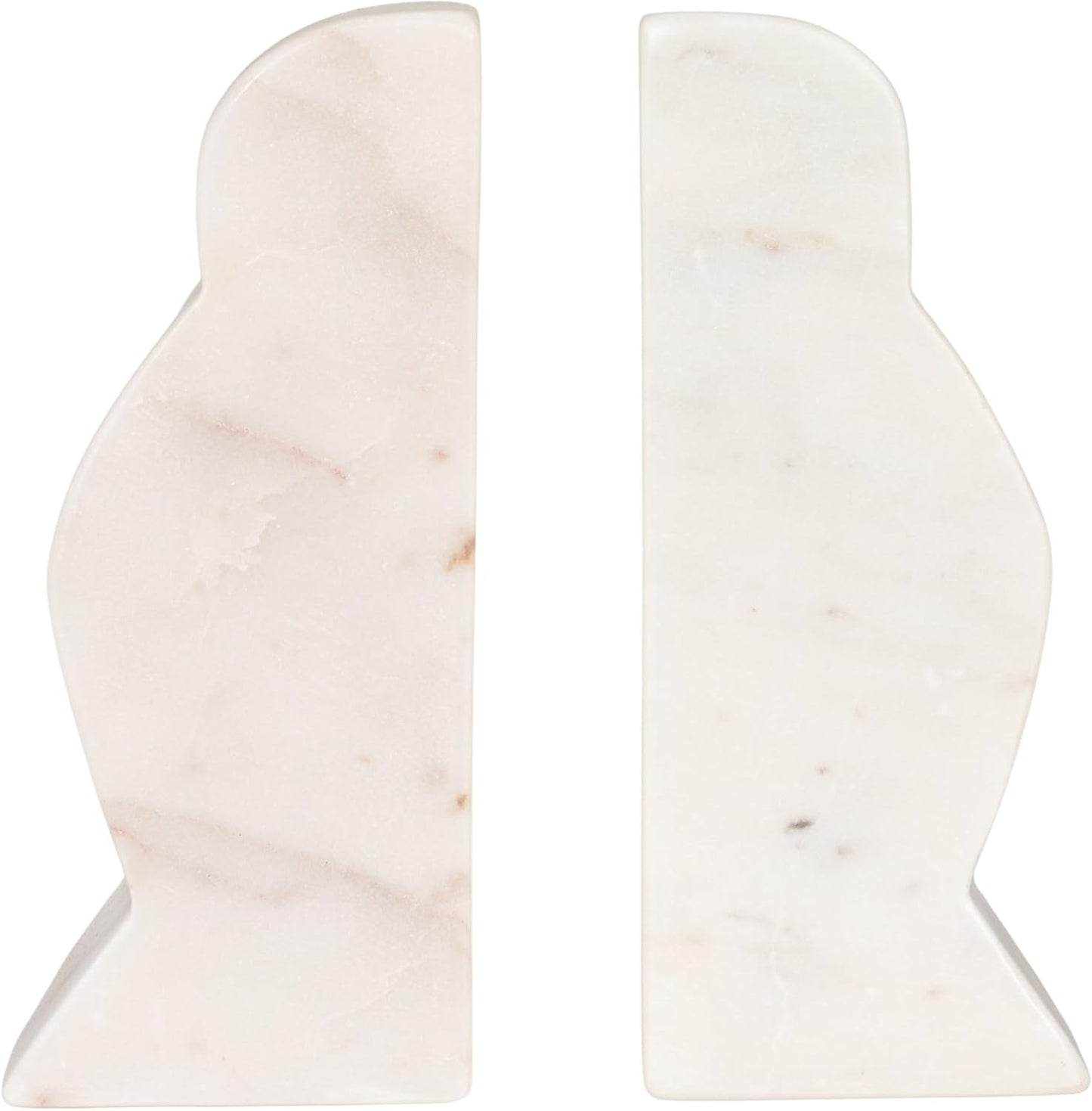 Decorative Marble Wave Bookends / White