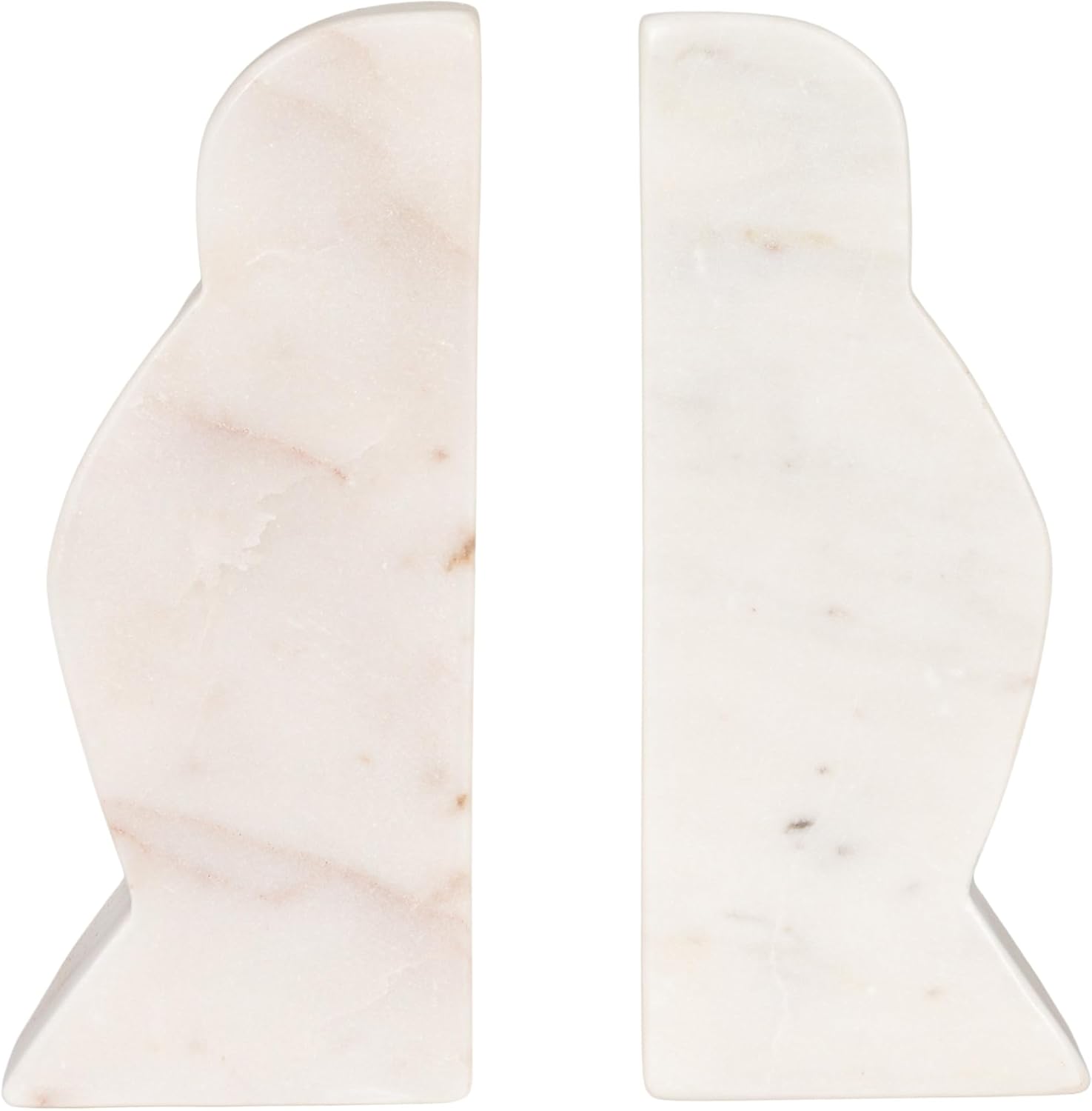 Decorative Marble Wave Bookends / White
