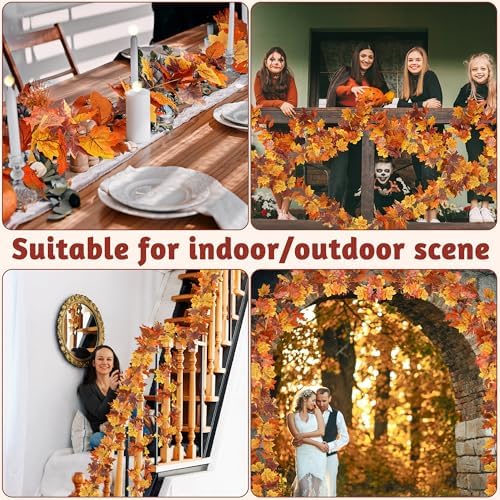 2Pack 11.8FT Fall Garland for Mantle Thanksgiving Wedding Autumn Decoration