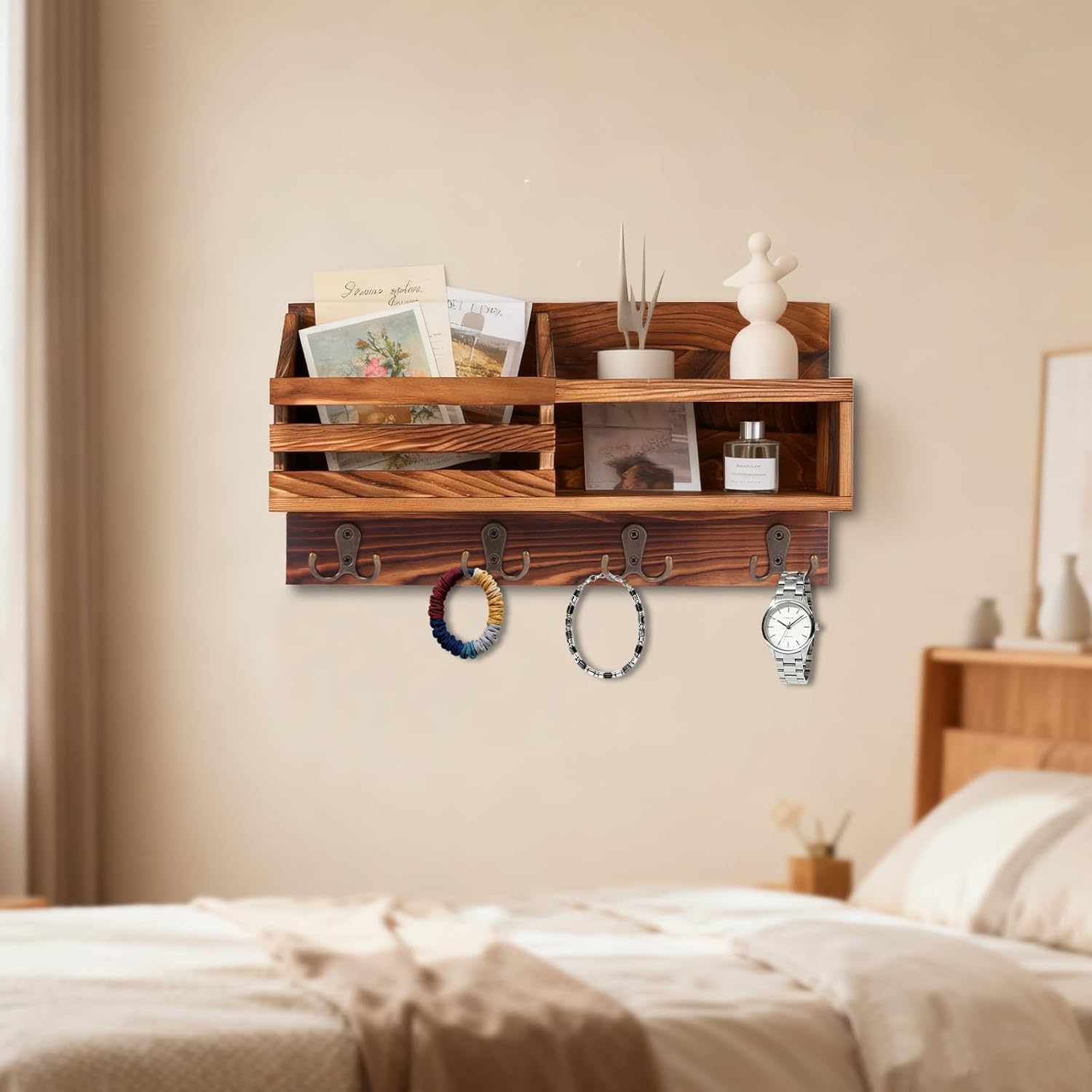 Farmhouse Entryway Organizer for Keys / Brown