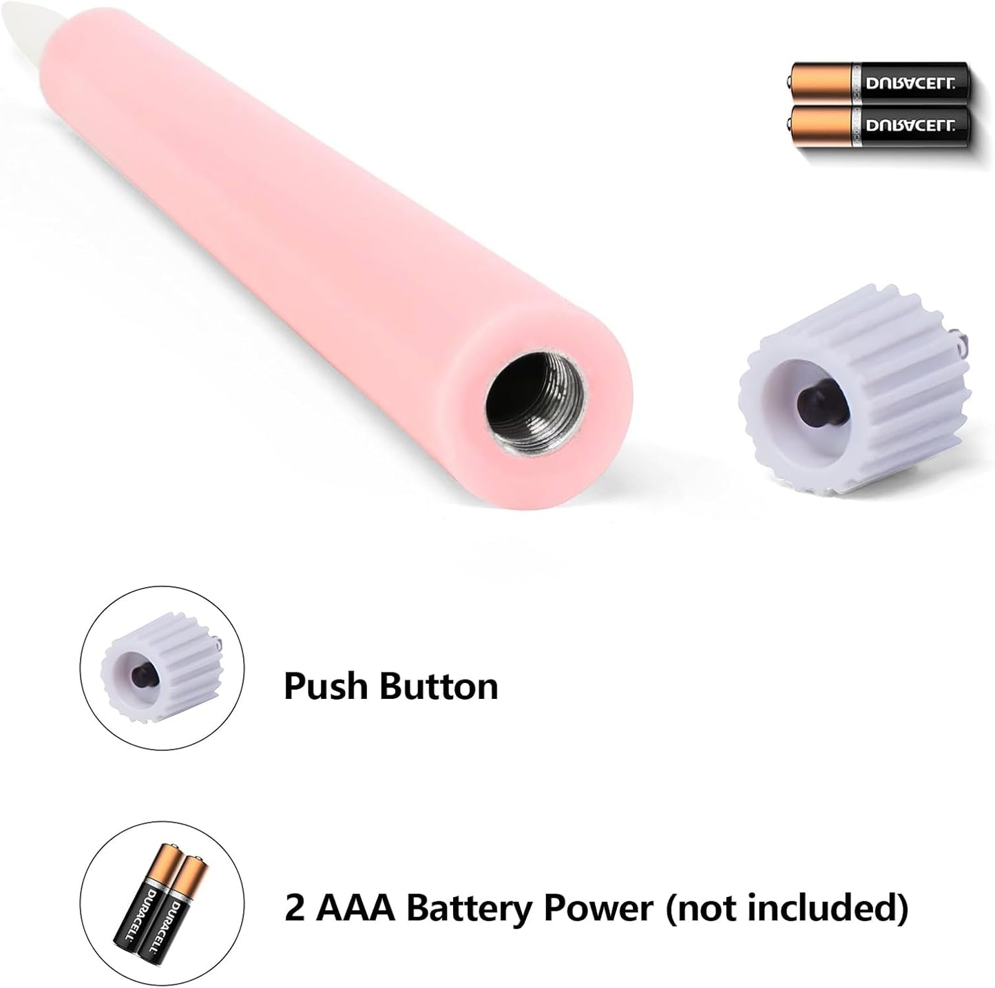 Short Pink Flameless Taper Candles with Remote Set of 6 | Flickering LED Candlesticks, Real Wax Coating, 2 AAA Battery