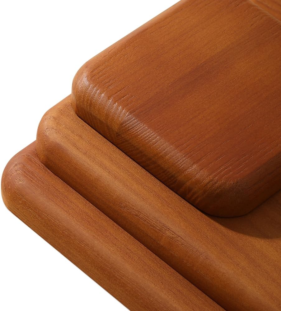 Wooden Jewelry Display Tray Rounded Rectangle Ring Showcase / Gray / Large-w 7'' x H 0.6'' x L 7.9