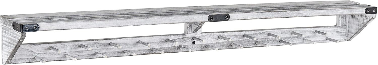 LAVIEVERT Gymnastic Medal Hanger with Storage Shelf, Wooden Wall-Mounted Trophy Shelf, Race Medal Display Rack Holder