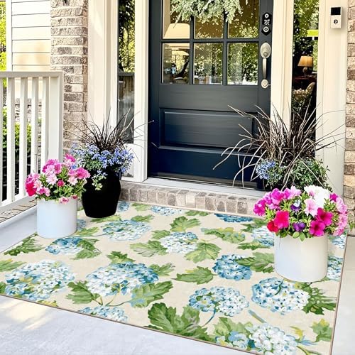 3x5 Floral Entry Rug - Washable Indoor Outdoor Mats for Front Door