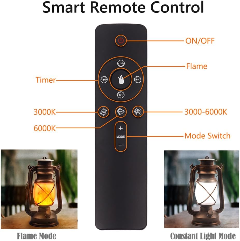 Marlrin USB Rechargeable Lanterns 2 Pack with Remote Control 4 Modes Lights | Vintage Hanging Lanterns Outdoor