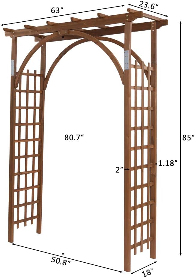 VINGLI 85in Wooden Arbor Garden Arch, Wedding Arch for Ceremony, Wood Trellis for Plant Climbing, Christmas Decor