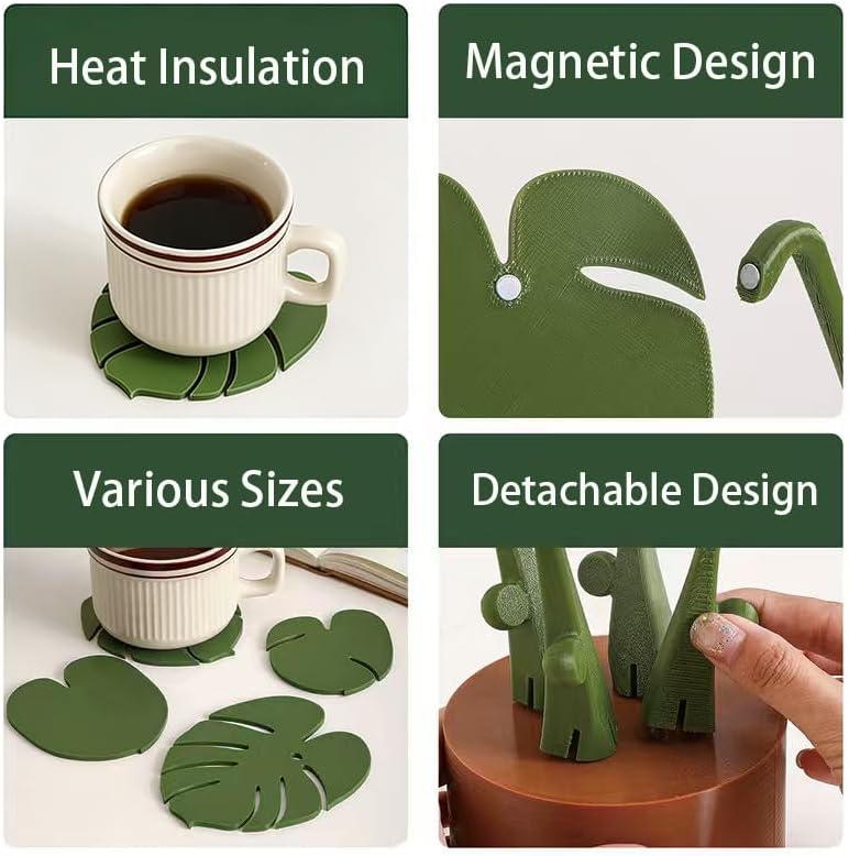 Waterproof Reusable Tropical Plant Coasters / Have A Basin / Set of 4