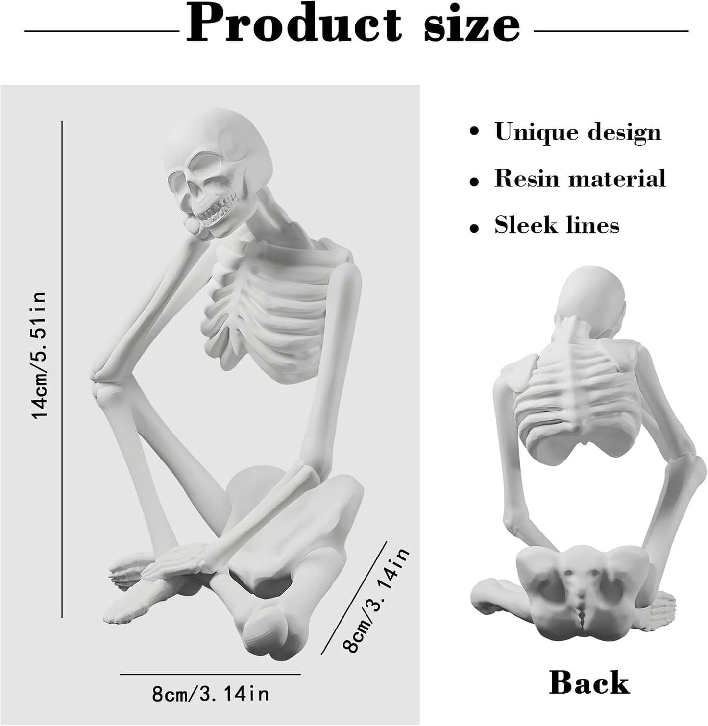Thinker Statue Decor / White