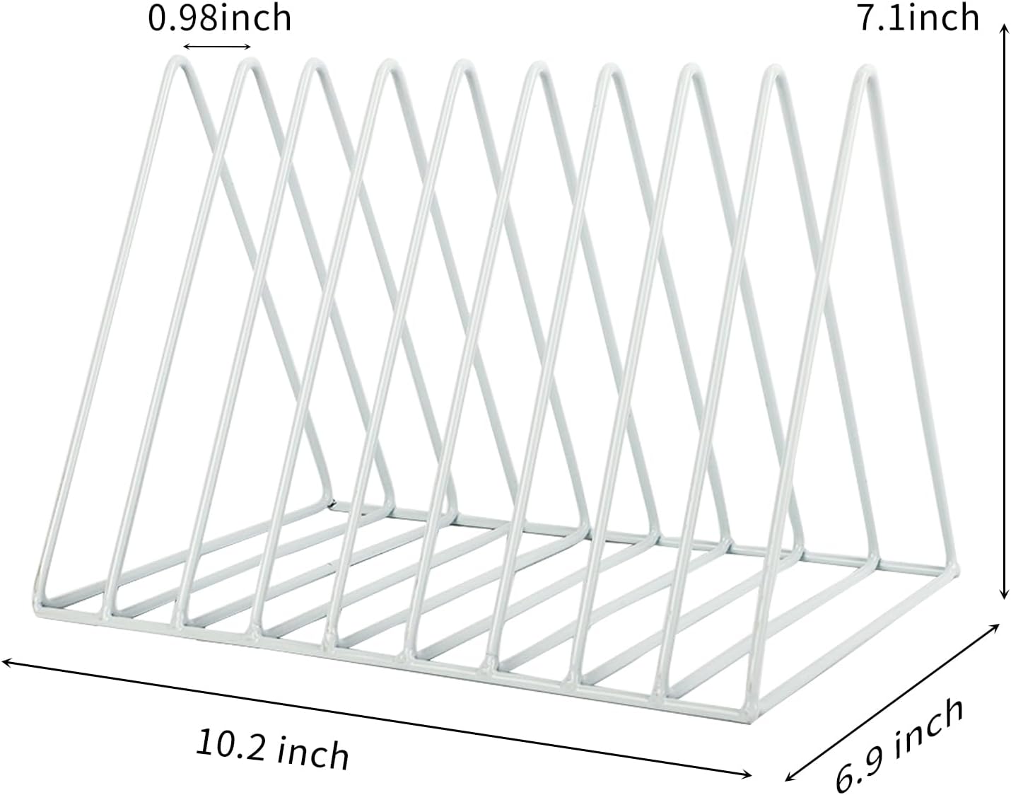 Vinyl Record Holder Storage, 9 Slot Metal Magazine Book Album Display Rack, Stylish Triangle Desktop File Sorter