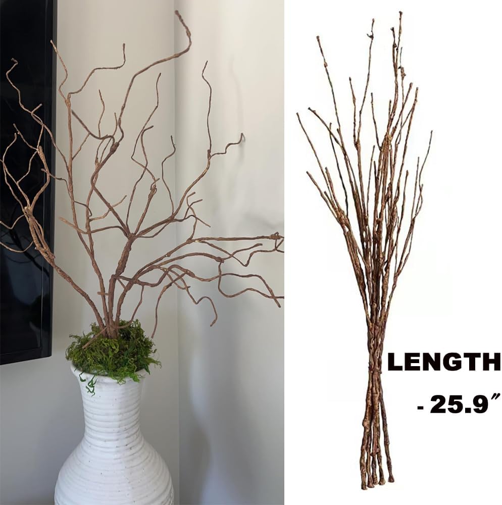 Artificial Lifelike Curly Willow Branches Decorative Dried Birch Twigs Fake / 25.9 Inch / Set of 5