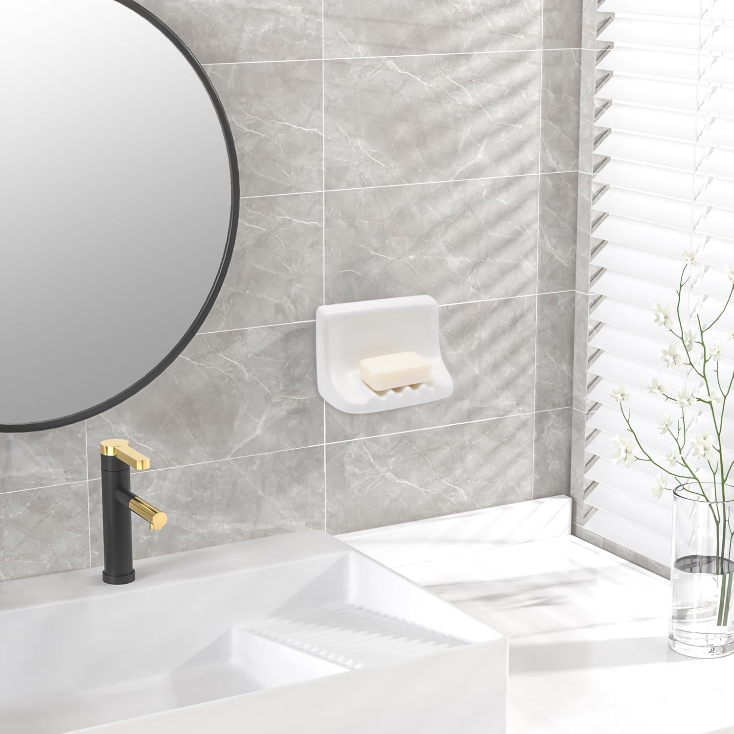 Retro Ceramic Soap Holder Porcelain Soap Dish Holder / White