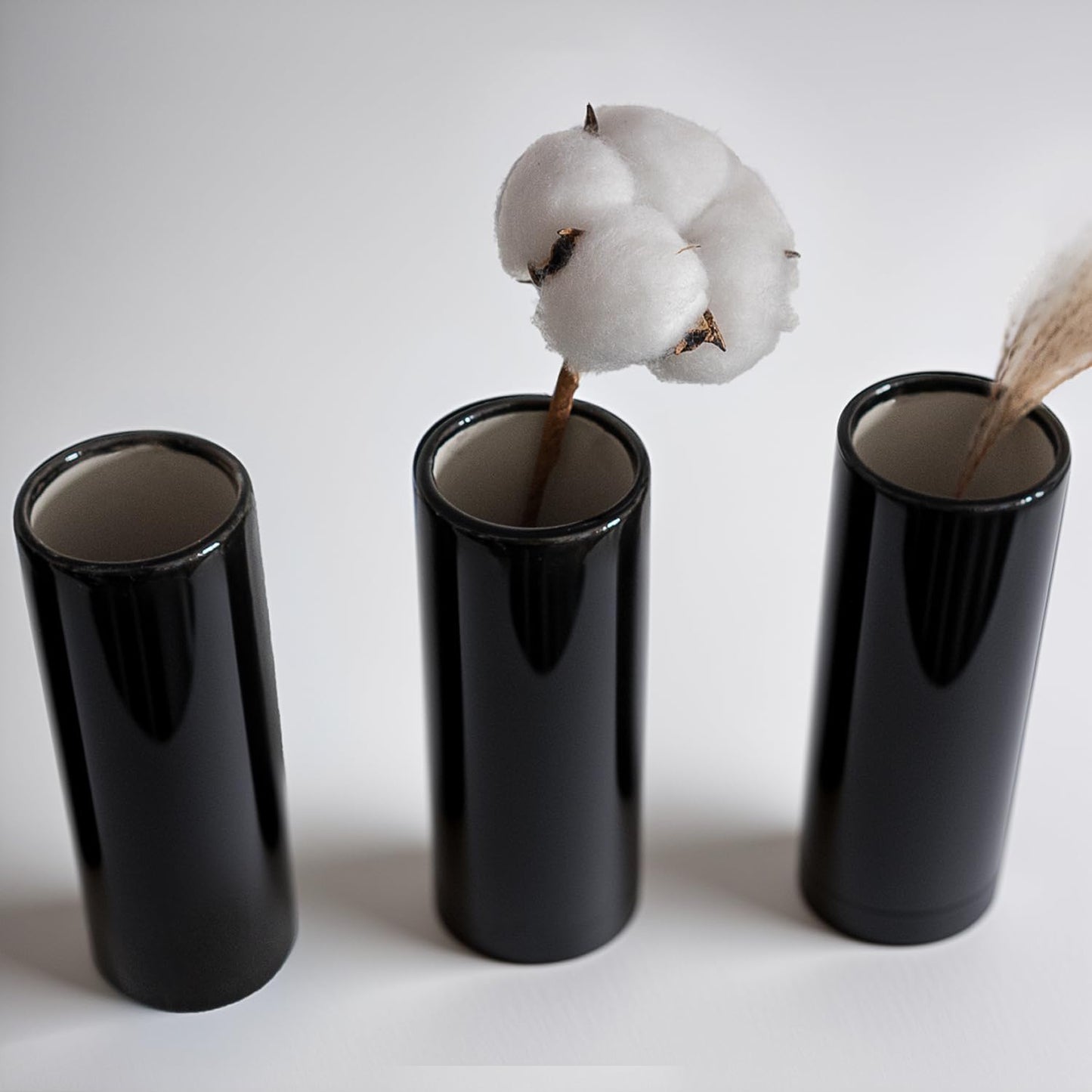 Modern Black Ceramic Vase / Black - Style 3 / Set of 10