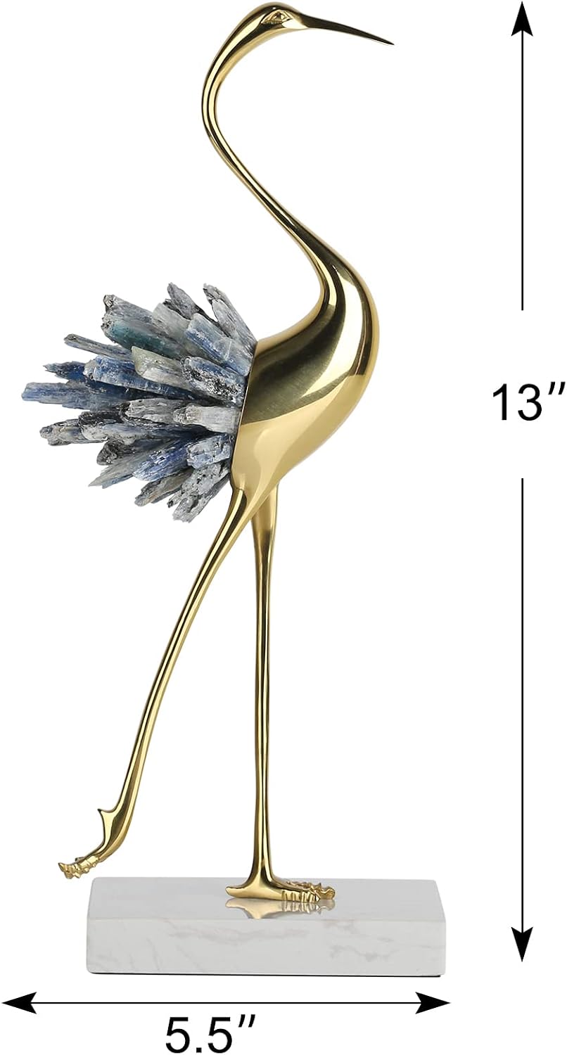 Brass Birds Statues Gold Home Decor Modern Crystal Decor Ornaments / B / Blue