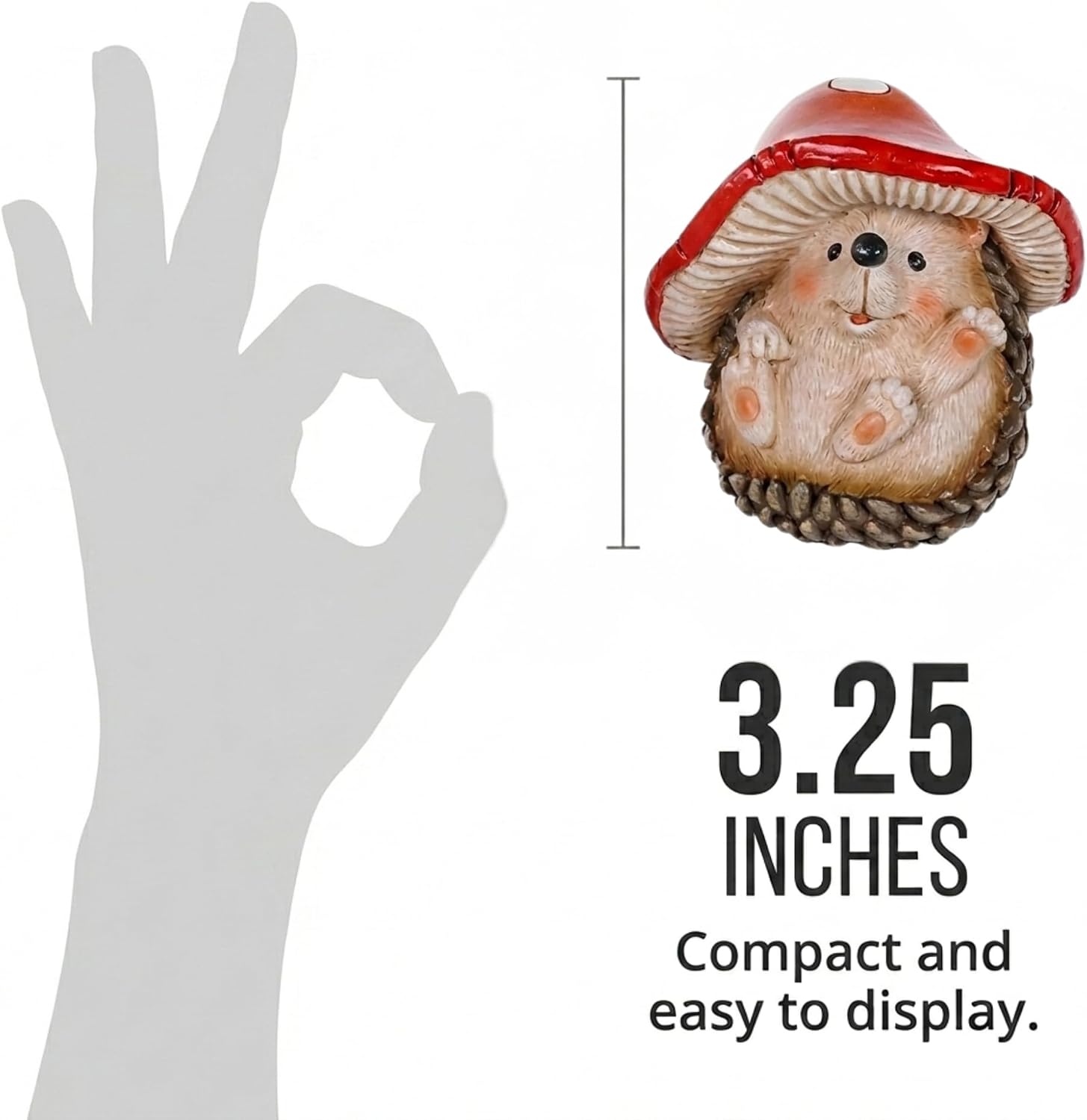Playful Mushroom Baby Hedgehog Figurine
