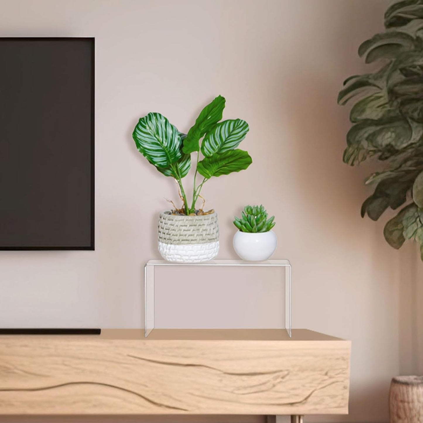 RattanView 2 Pcs 13 Inch Large Acrylic Risers Display Stands 5 mm Thick Acrylic Shelf Riser Showcase for Collectibles