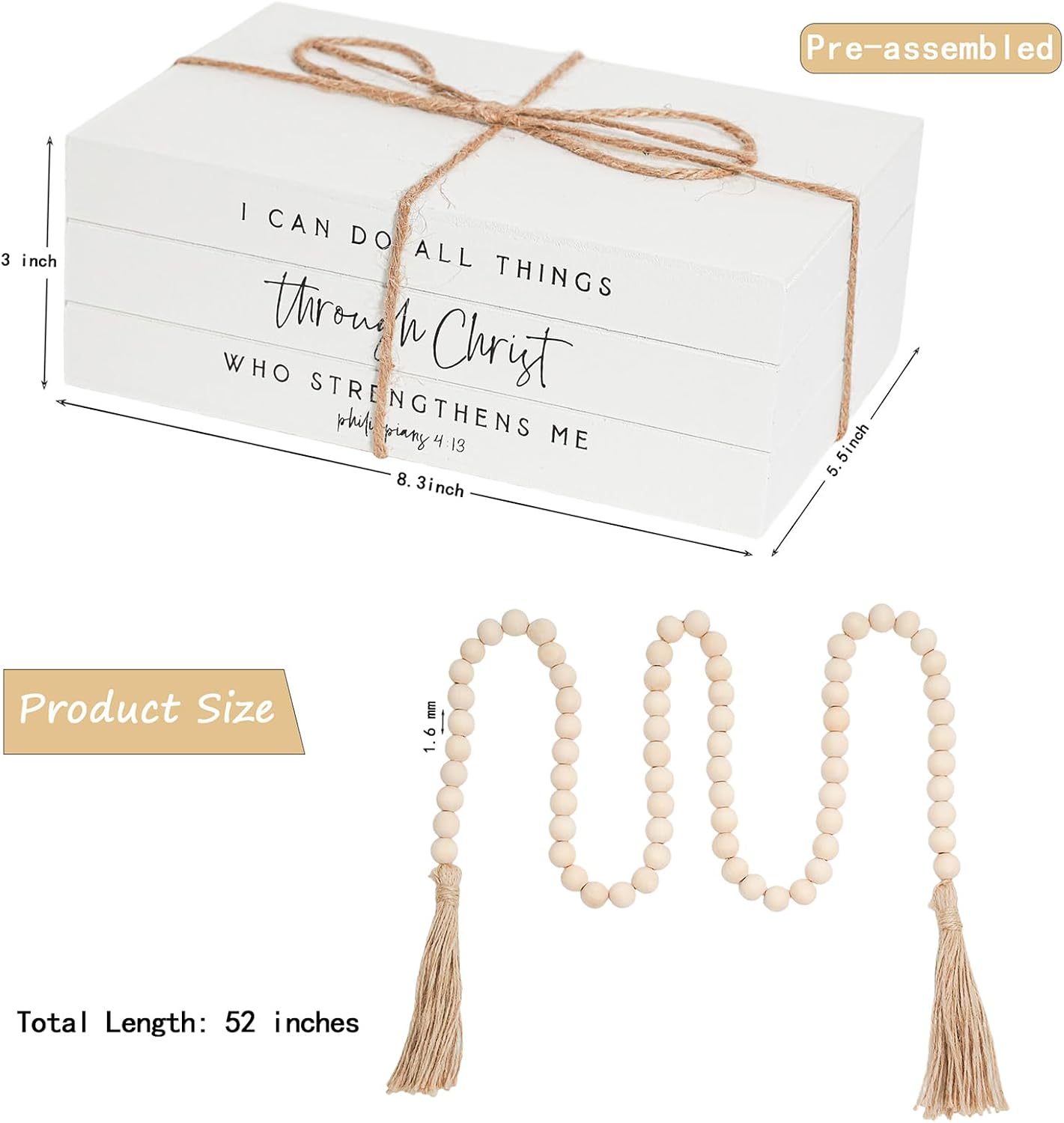 Wooden Faux Book for Decoration / I CAN DO ALL THINGS