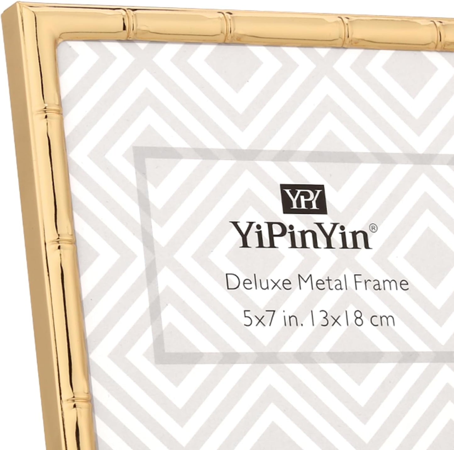 YiPinYin 8x10'' Bamboo Detail Gold Metal Picture Frame with Acid Free Mat for 5x7'' Set of 2,Narrow Gold Plated Photo