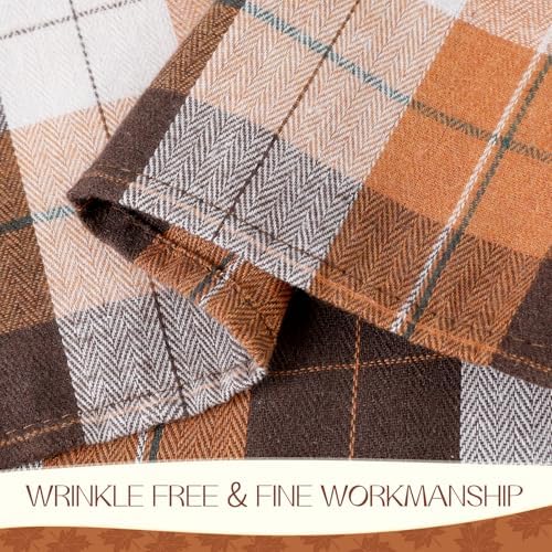 Romanstile Fall Checkered Tablecloth Rectangle, 54 x 80 Inch, Brown