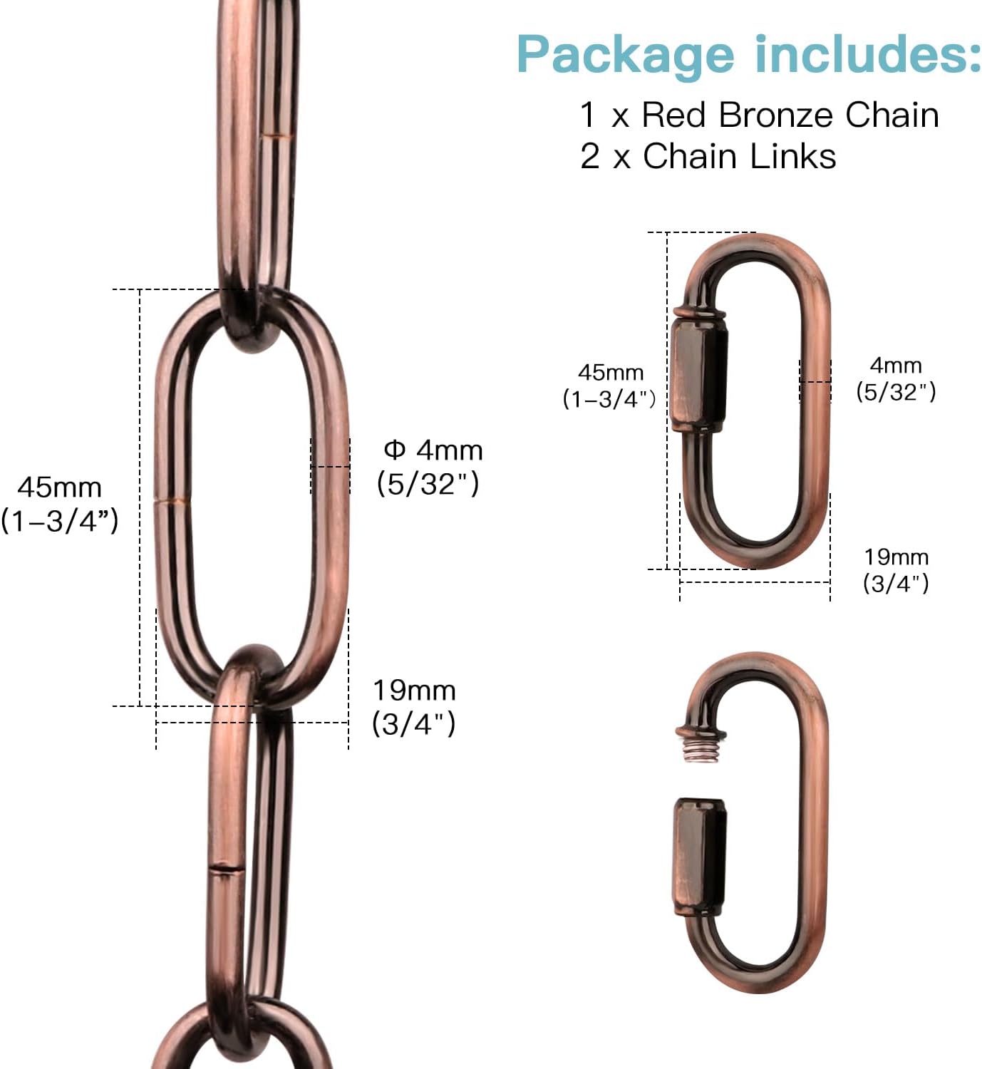 Light Fixture Chain / Red Bronze