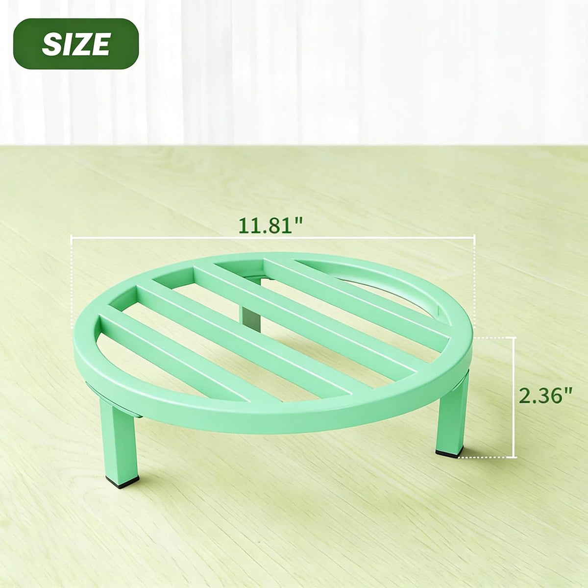 3 Pack 12 Inch Metal Plant Stands Outdoor Indoor Riser,Mint Green | 240 LBS Capacity,Short and Low-Profile,Rugged and