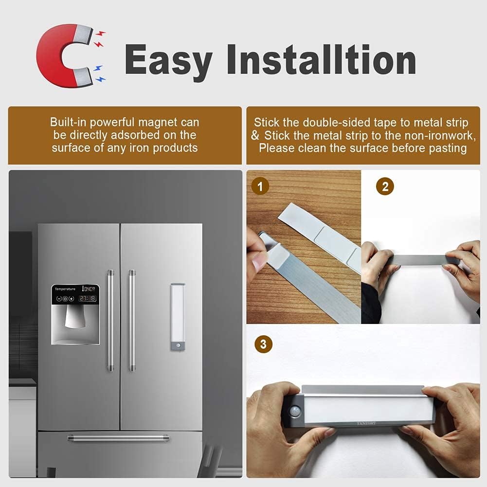 2 Pack Under Cabinet Lighting with Motion Sensor - 30 LED 10 Inch, Wireless USB-C Rechargeable Magnetic for Kitchen
