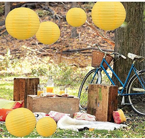 BEISHIDA 6 Inch Yellow Paper Lanterns 6 Packs Hanging Round Chinese Lantern