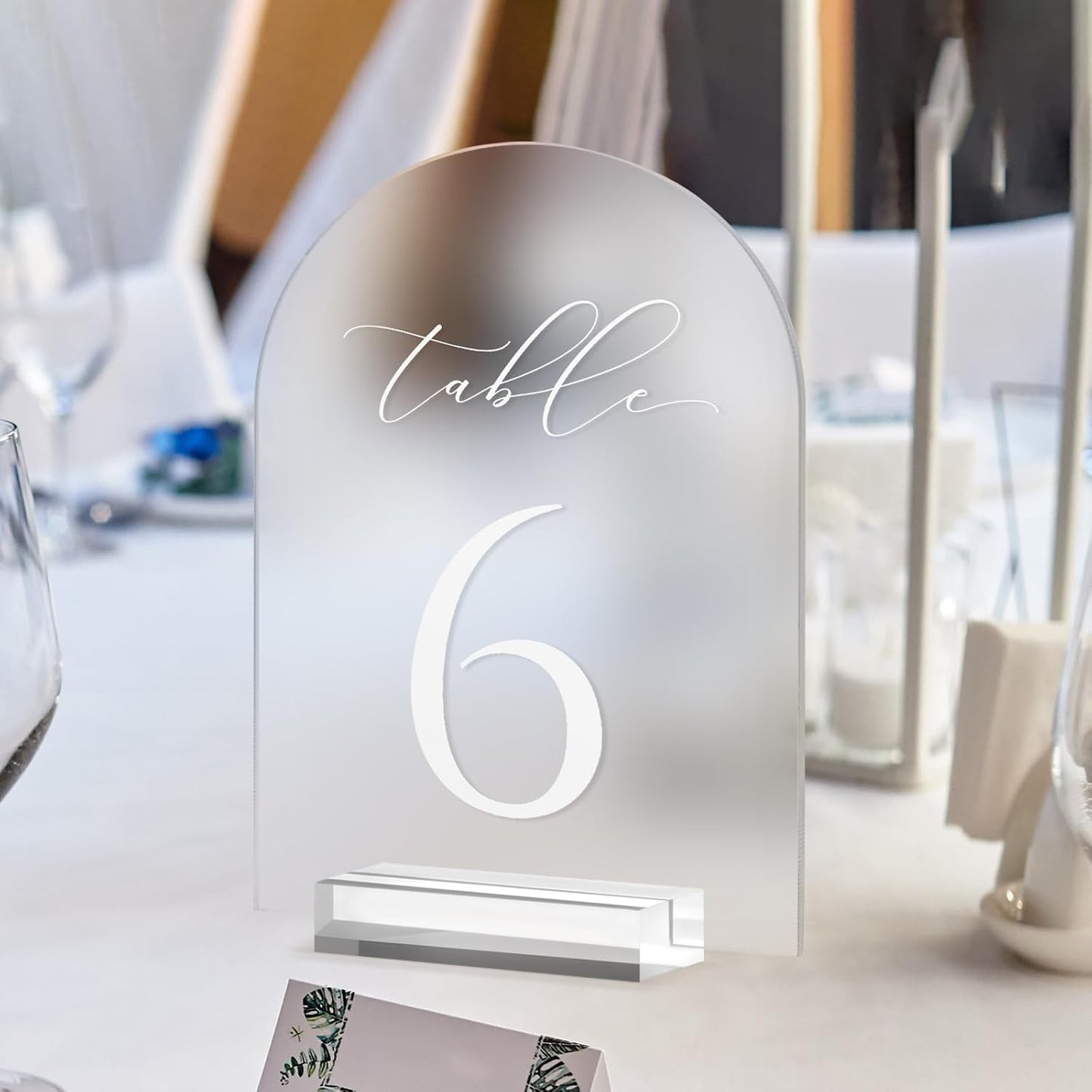 Frosted Arch Table Numbers for Wedding, 5x7 Inch Acrylic Table Numbers 1-30 with Stands, Frosted Acrylic Arch Tabletop