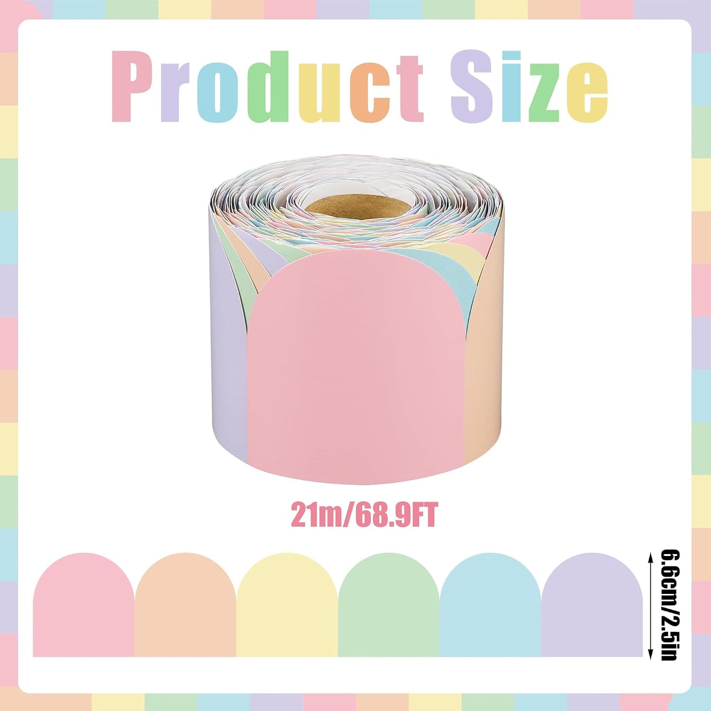 Pastel Bulletin Board Borders Colorful Scalloped Border Trim Roll Rainbow Bulletin Board / 68.9 ft