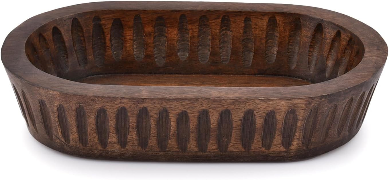 Mango Wood Decorative Bowls / 10 x 6 x 2