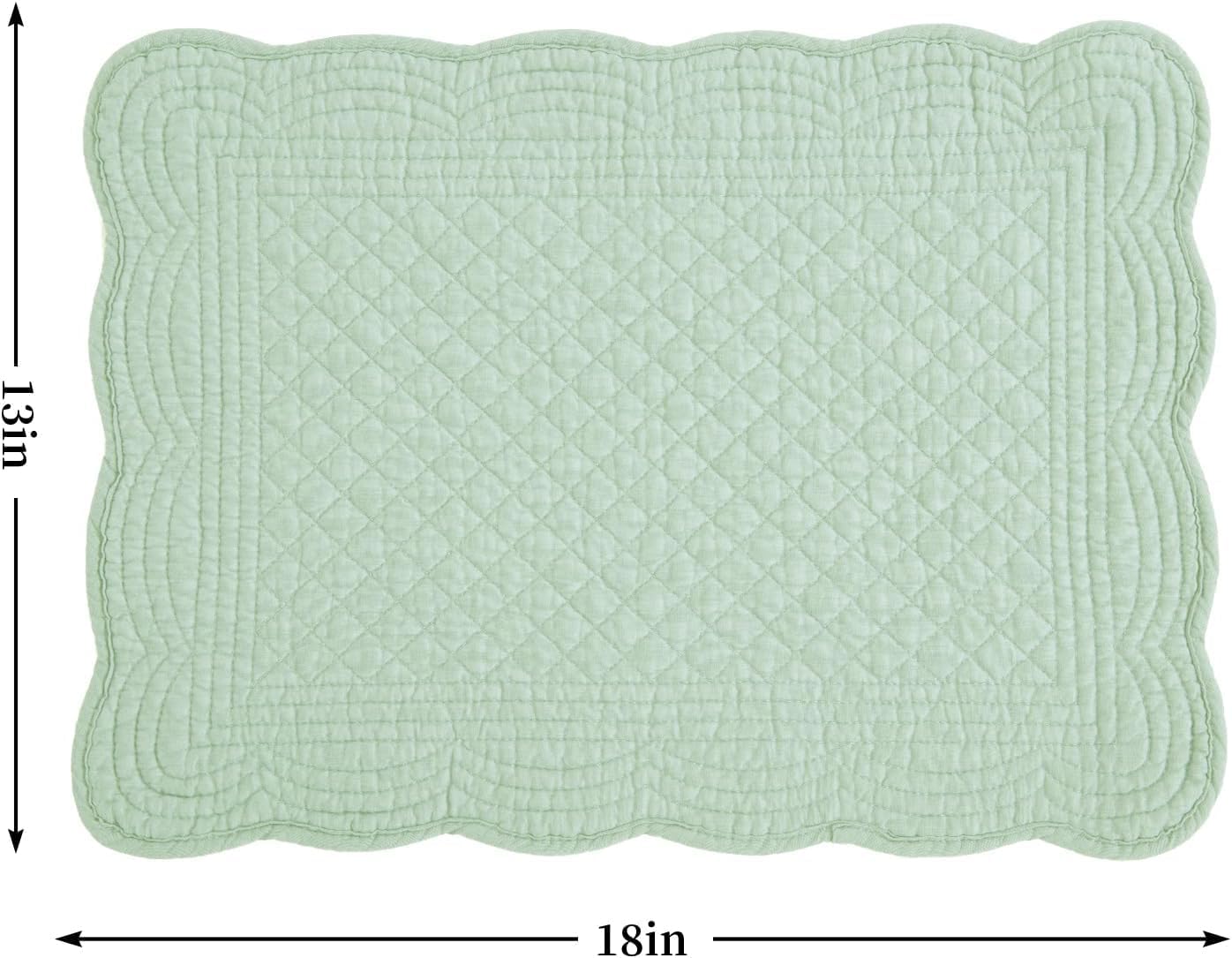 HOMBYS Quilted Placemats Set of 4 Washable-Rectangular Placemats for Kitchen Table-100% Cotton Fabric Rectangular Table