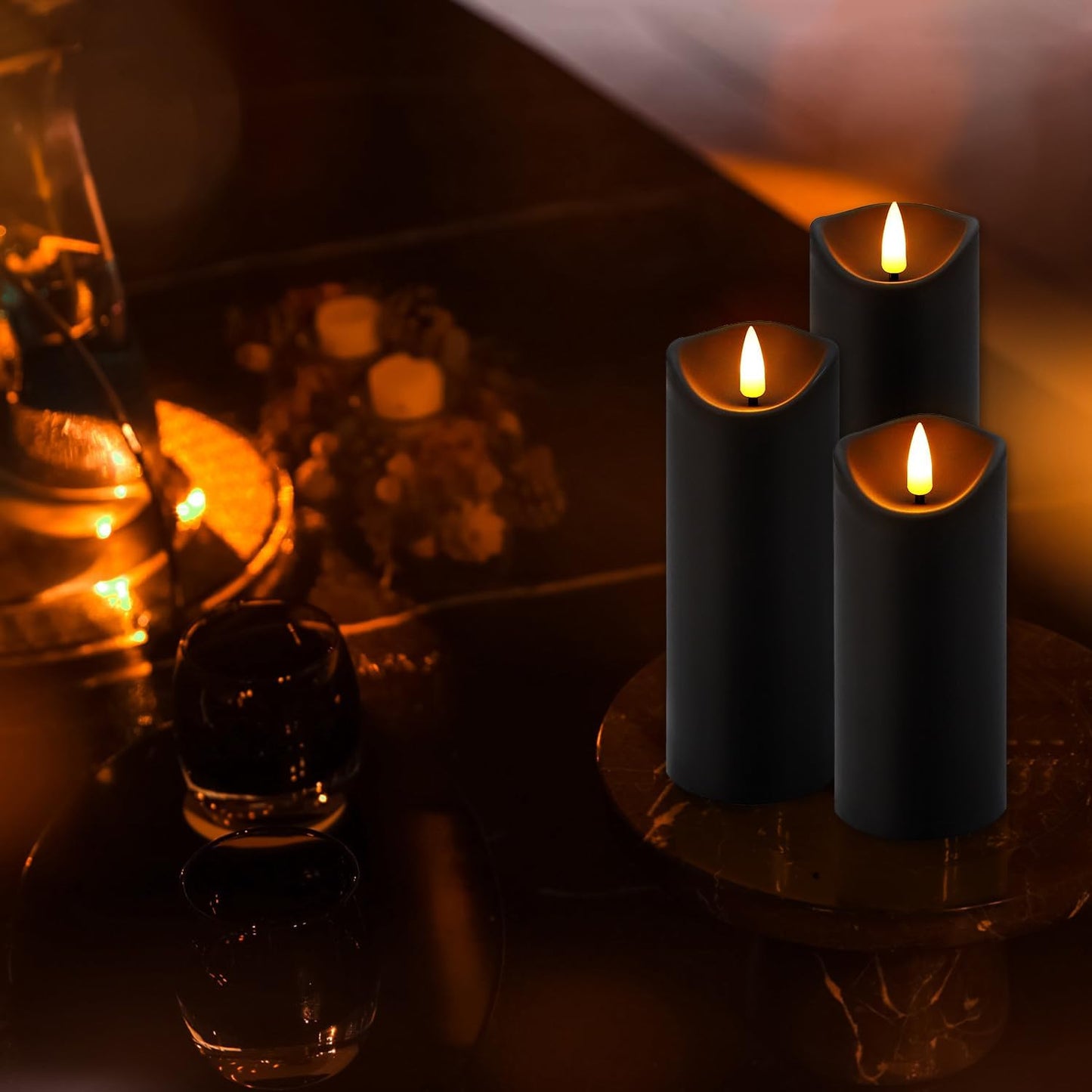 YOROXRG 12 Pack Halloween Decoration Flickering Flameless Candles, Battery Operated LED Pillar Candles with Remote