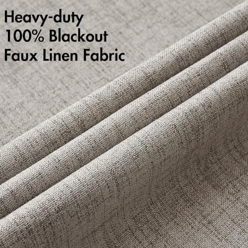 MIULEE 100% Blackout Linen Curtains for Bedroom 42x90 Inches Warm Taupe